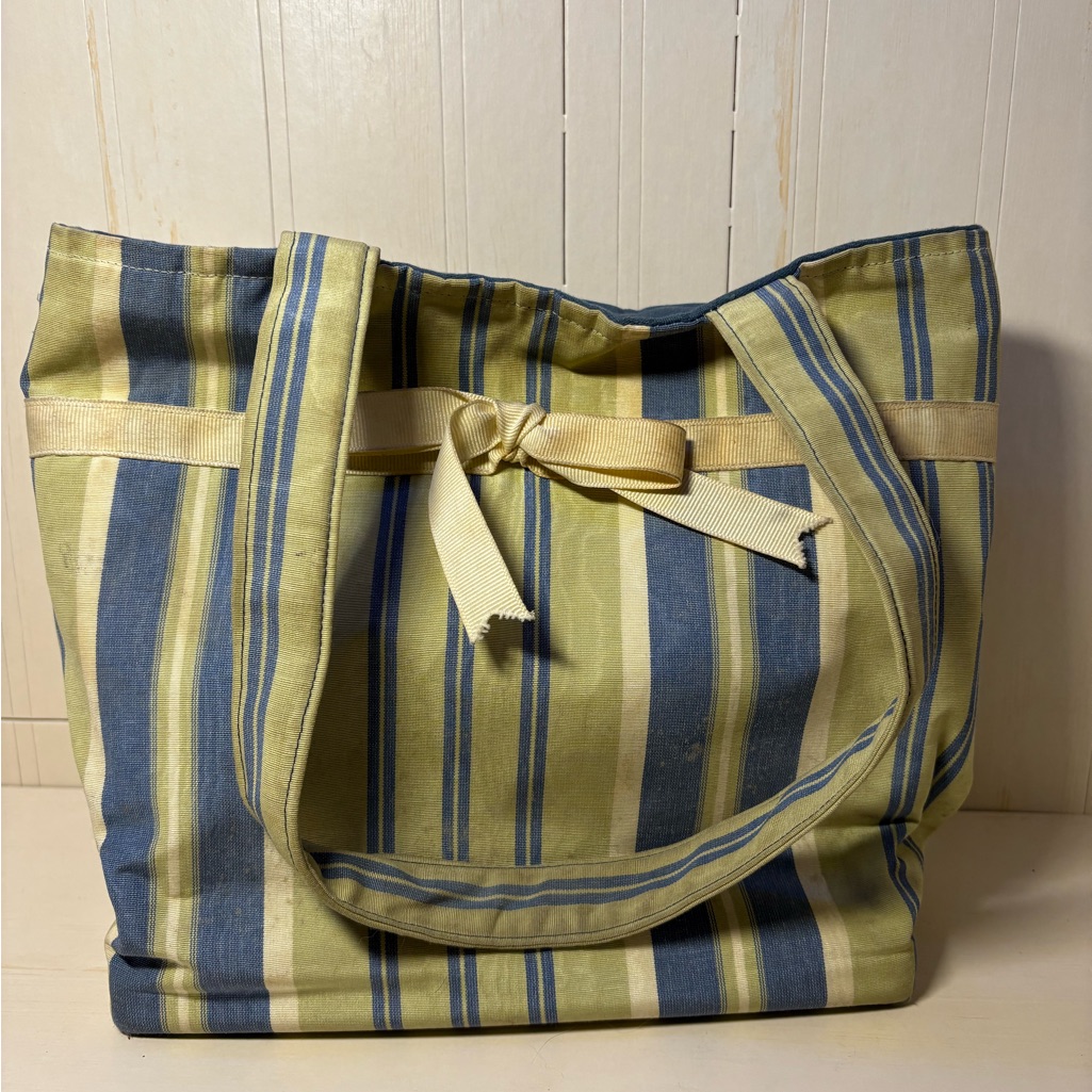 Blue And Yellow Striped Shoulder Bag With Nautical Charm
